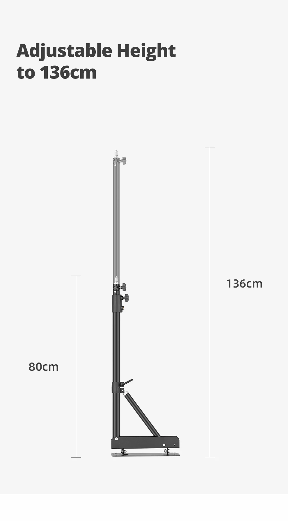 80cm - 136cm Triangle Wall Mounting Boom Arm Light Stand for Photography Studio Video Strobe Flash Lighting