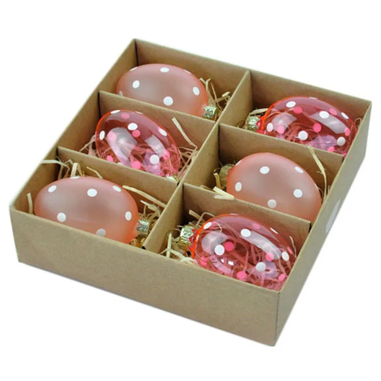 Set 6 Easter decoration mini clear hand blown glass eggs for sale