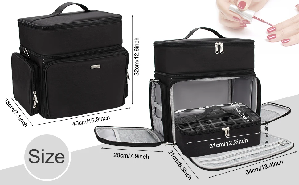 Relavel Nail Polish Trolley Storage Case Large Capacity 56 Bottles Nail