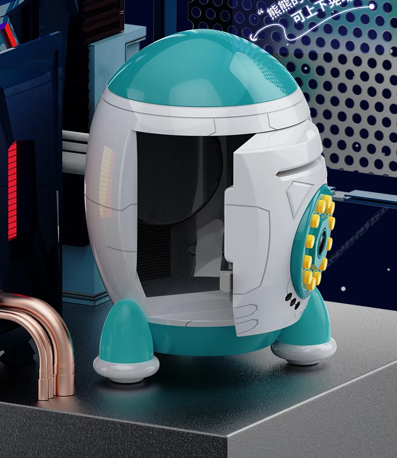 Rocket Fingerprint Unlock Electronic Piggy Bank Safe Money Box Children Digital Coins Cash Saving Safe Deposit Atm Piggy Bank
