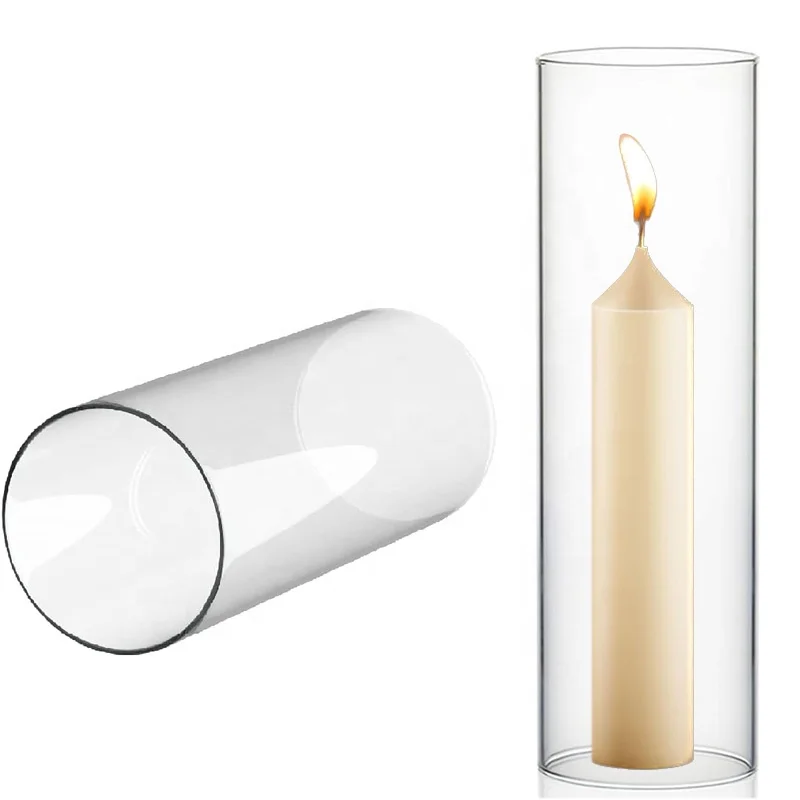 Custom Glass Candle Holder Sleeve With Unscented Pillar Candles Clear