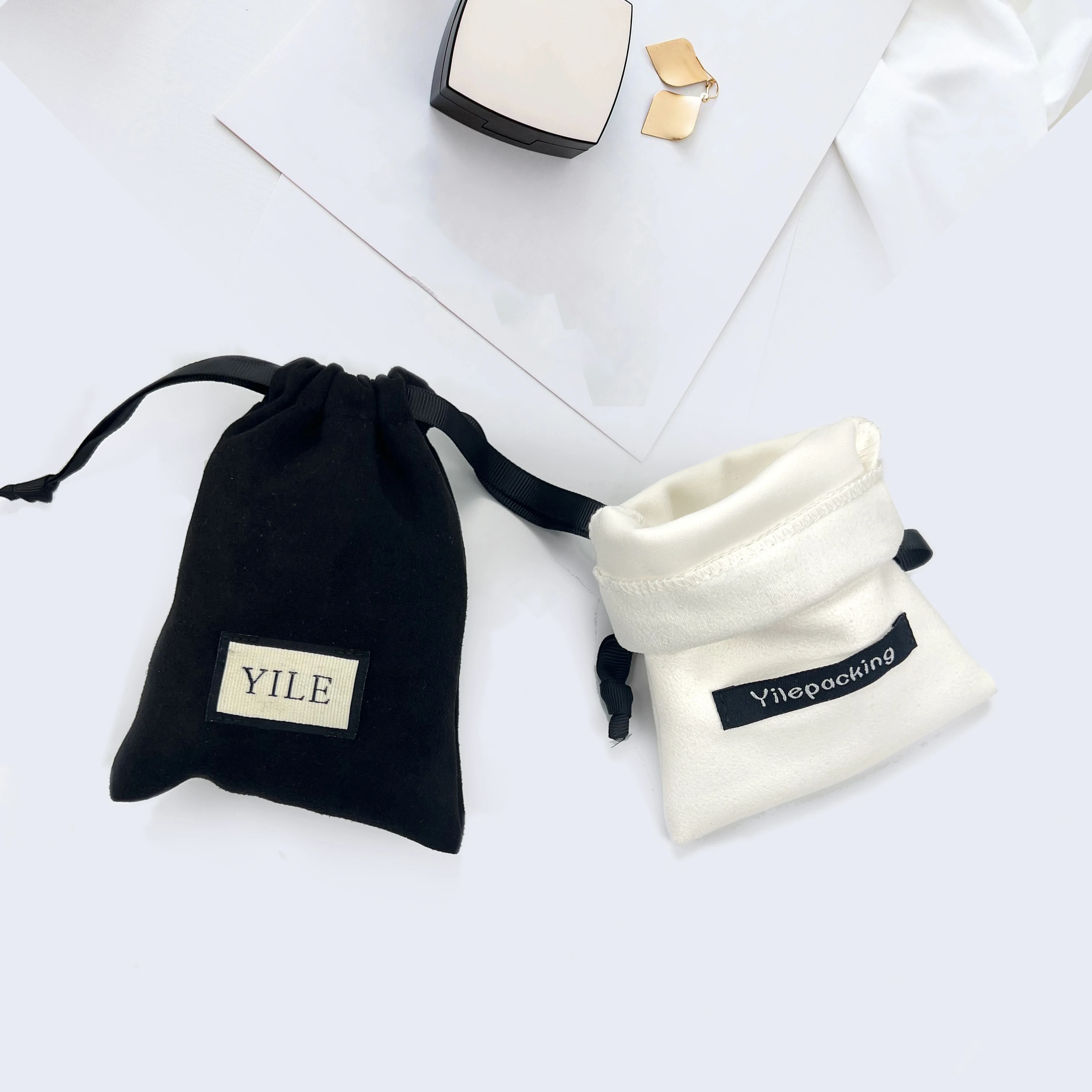 Wholesale Small White Black Custom Logo Printing Perfume Suede ...