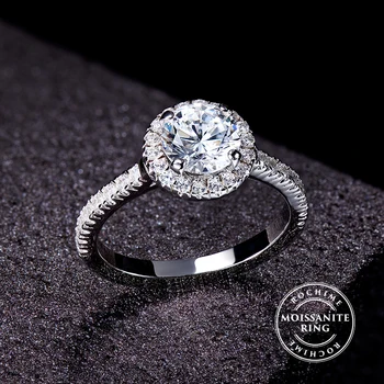 2022 Rochime Fashion 1 carat engagement custom moissanite ring sterling silver 925 wedding jewelry
