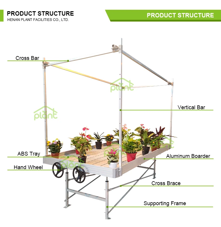 Rolling Table Greenhouse Table Greenhouse Hidroponic System 4ft 8ft