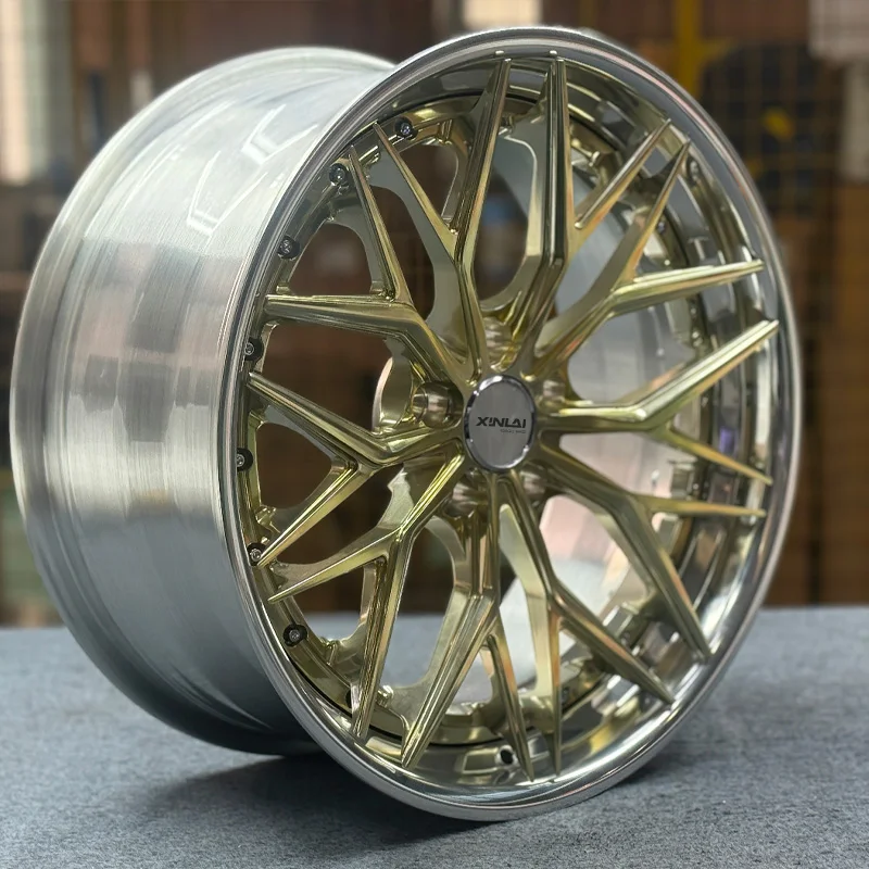 XL 2-Piece Gold Rim Deep Dish Concave Custom Forged Wheel 5x114.3 5x120 5x112 Car Alloy Wheels 18 19 20 21 22 23 Inch Rim - Image 5
