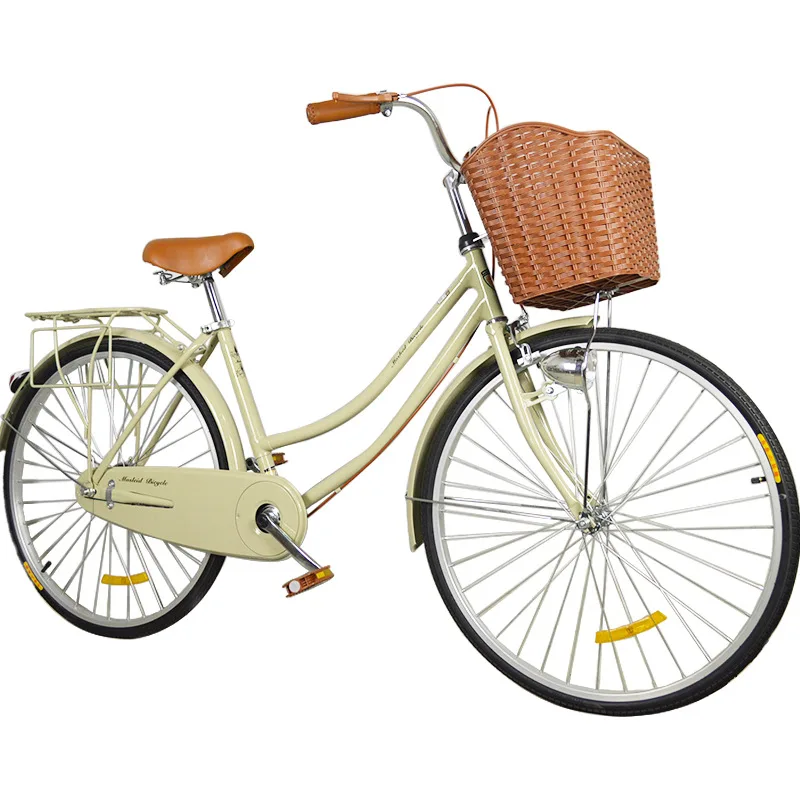 26インチチョッパーローライダー大人用自転車黄色女性ストレッチ