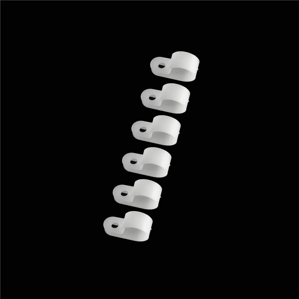 Nylon Screw Mounting R Type Cable Clamp Fastener  Plastic Wires Cord Clip Fixer Holder Organizer