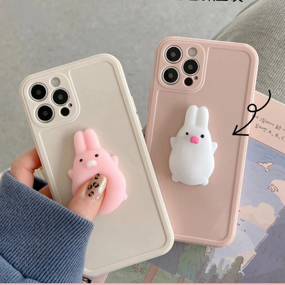 Bunny Bear Phone Case Cute Pink Rabbit Animal Clear Card For iPhone 12 Pro Max Mini 11 Pro Max X/Xs Max Xr SE 2020 7 8 Plus 6 6s Plus