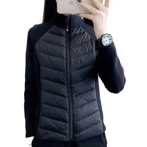 New Winter Women's Fashionable Casual Solid Color Stand up Collar Slim Fit Patchwork Warm Jacket