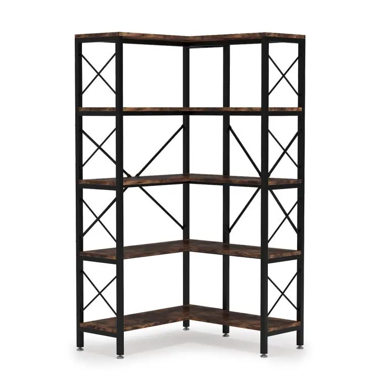 Industriële Boekenkast, 180 Cm Hoge Boekenkast Met 8 Open Opbergplanken Vintage Grijs Zwart
