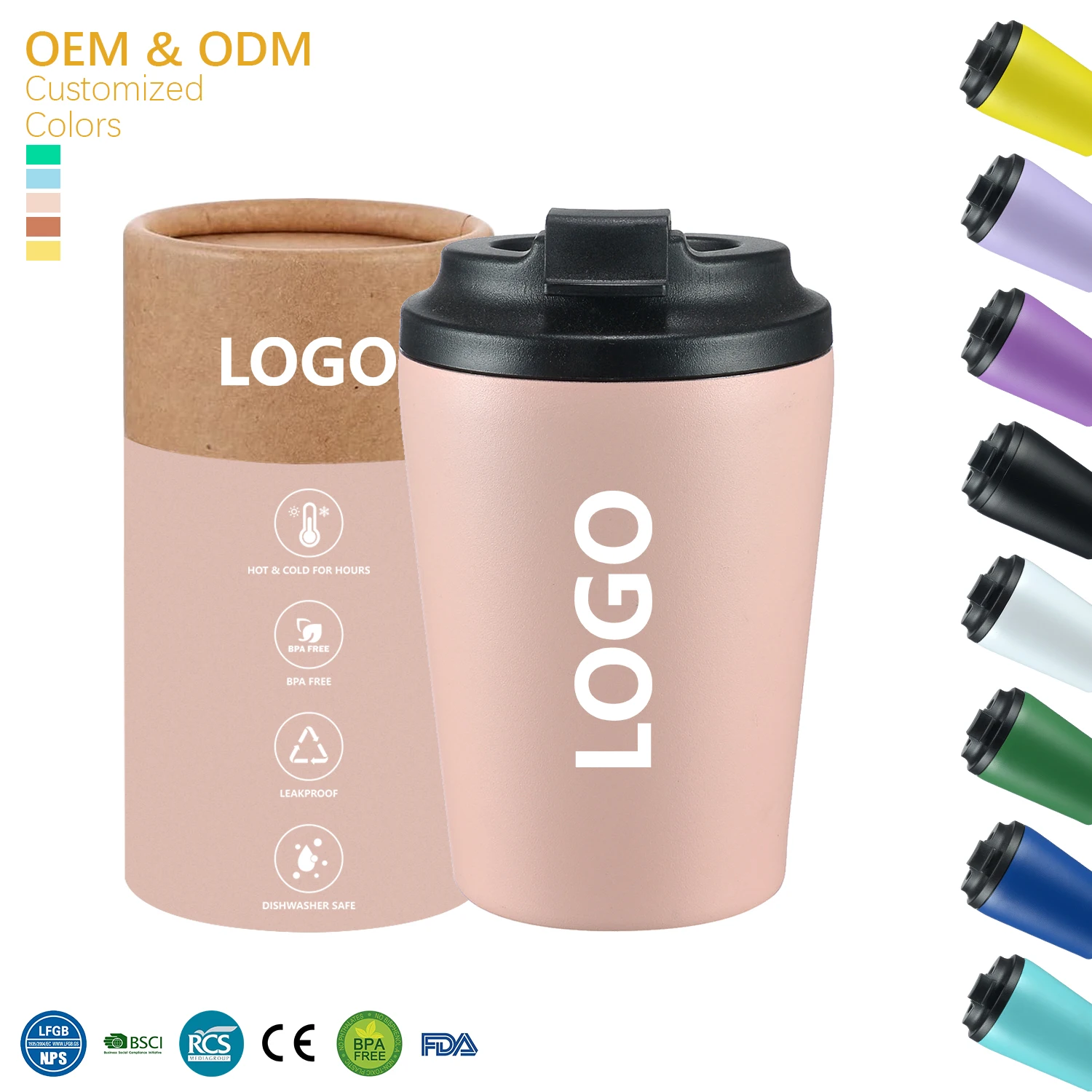 Customized 12oz Stainless Steel Double Wall Vacuum Insulated Coffee Mug Tumbler with 12-24 Hours Thermal Insulation With Logo