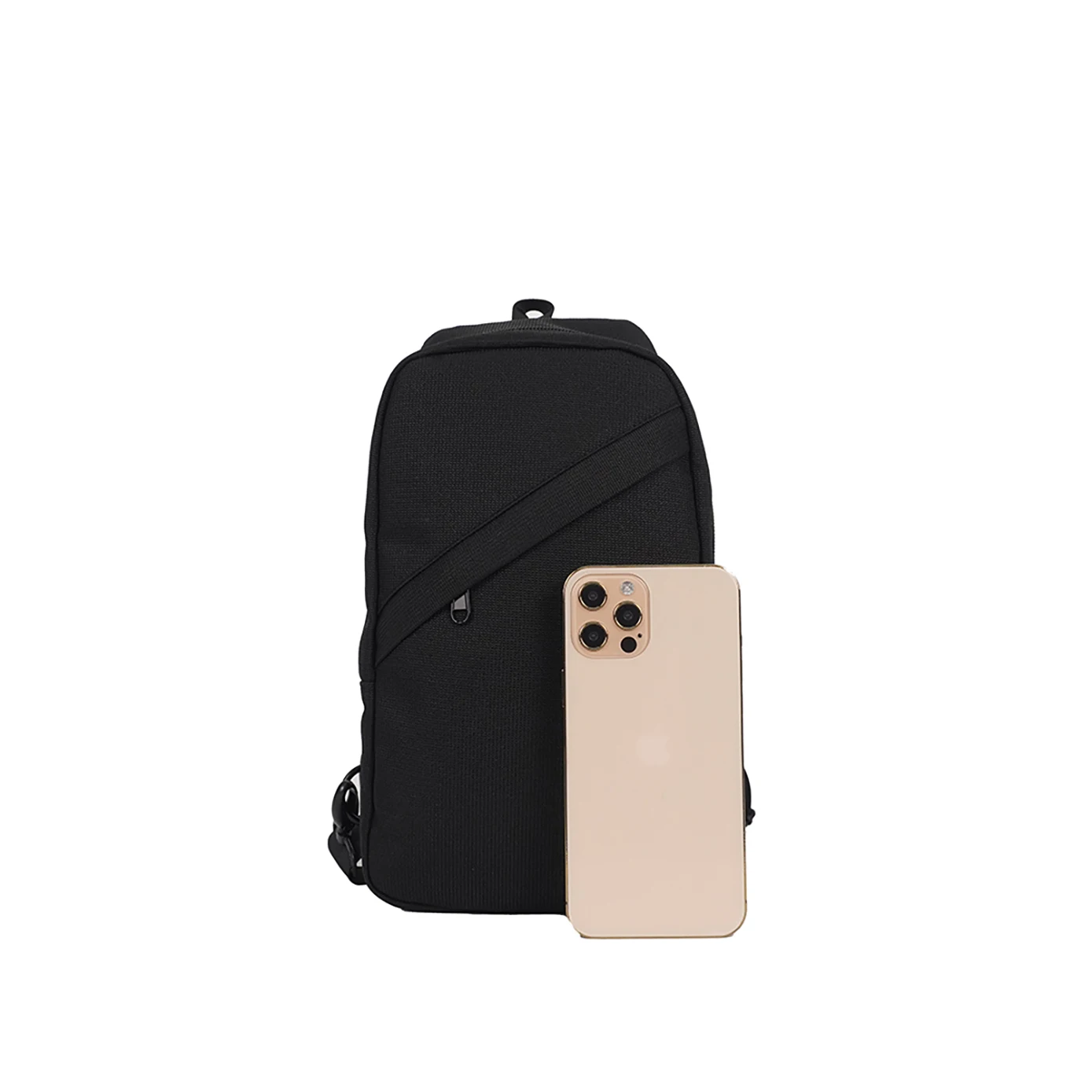 Wholesale Casual Style Fanny Pack Sports Waist Belt Bag Crossbody Chest Bag for Couples Polyester Material Black Zipper Closure