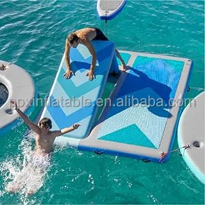 Commercial Inflatable Floating Swim Platform slippers Convertible Pontoon Boat Floating Large Sea Dock Platform With Slide