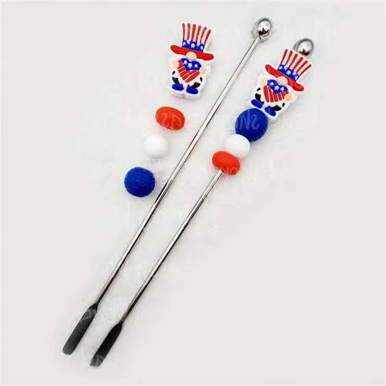 Popular Design DIY String Pen Keychain Necklace Accessories Usa Series New Focal Silicone Beads