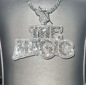 Hip Hop Jewelry Men Custom Letter Pendant Sterling Silver Iced Out Vvs Moissanite Diamond Number Initial Name Logo Pendant