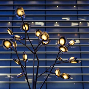 Modern Metal Simulation Luminous Landscape Ornament for Outdoor Large Stainless Steel Tree Sculpture Garden Light