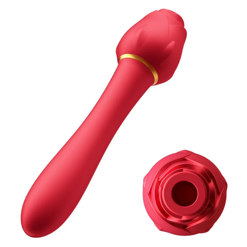 Hot Sale 10 Vibration Sucking Rose Vibrator High Tech Long Silicone USB  Electric Massager Handle Rose Toys