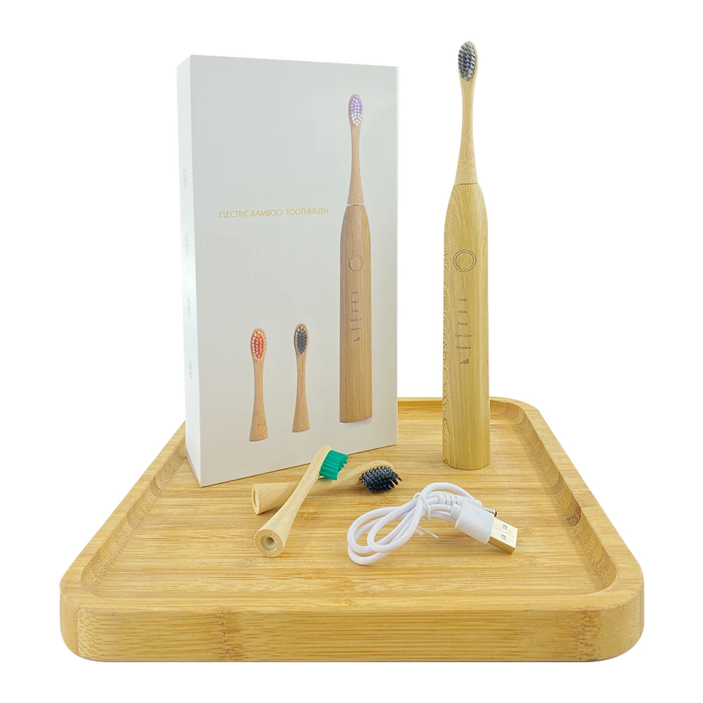 Bamboo Elektrische Zahnbrste, IPX7 Wasserdicht, 5 Modi, Eco-Freundlich