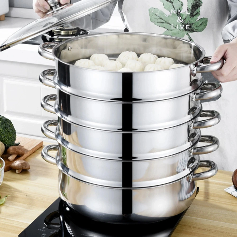 5 Layers Large Soup Steamer With Handles Kitchen Stainless Steel 5 Tier ...