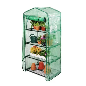 4 Tier Roll-up Zipper Door Iron Shelves Portable Outdoors Indoor Mini Greenhouse for Garden Flowers Planting