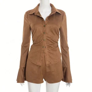 Dropshipping American Size Online Shopping Wholesale Boutique Shirts Woman Two Piece Shorts Set