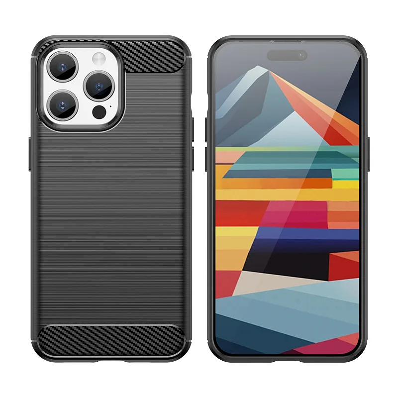 Classic Business Carbon Fiber Phone Cover Case For iPhone 16 15 14 13 12 11 Pro Max Soft TPU  Mobile Phone Case for Samsung