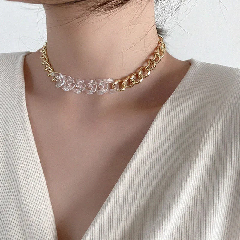 Transparent Acrylic Thick Chain Choker 