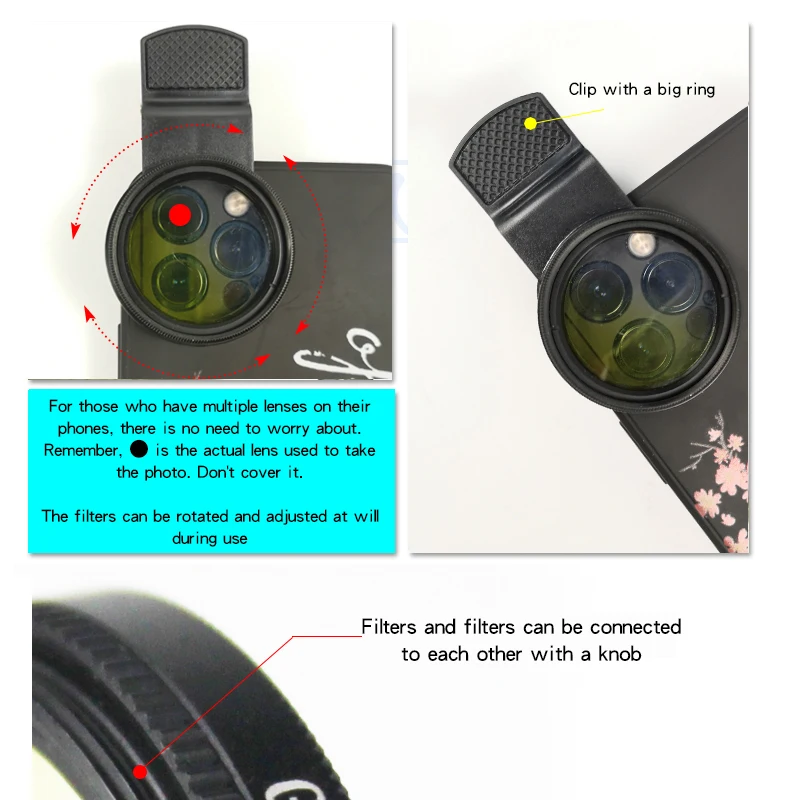 Wholesale Universal Clip Aquarium Coral Lens Filter Basic Kits For Phone