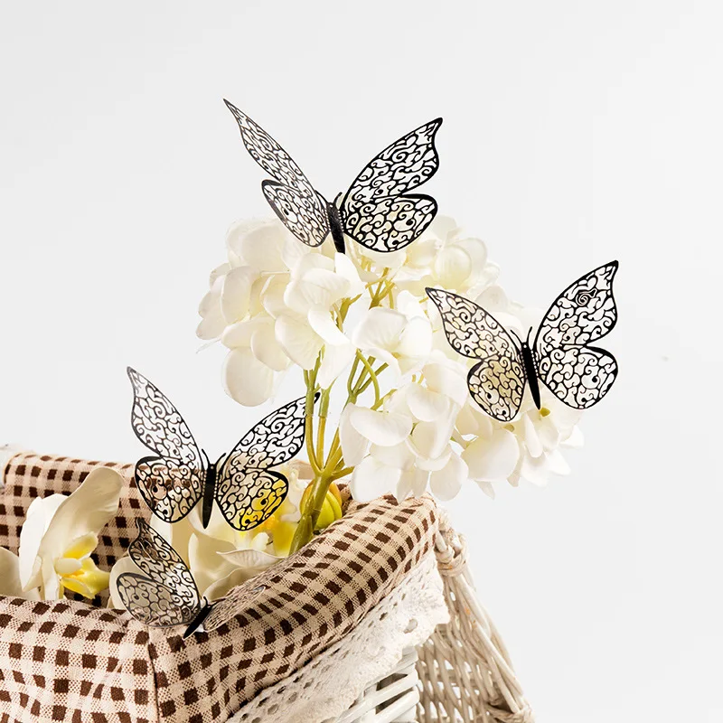 72-Piece 3D Butterfly Wall Decor - Metallic Paper, 4 Styles, 3 Sizes, With Double-Sided Tape