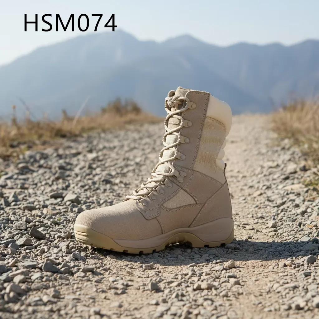 LXG, välimine ellujäämisdisaini kõrgepinnalised sõjaliselt kasutatavad saapad kõrvalt tihendatavate nööpsupärgudega, löögiabsorbeeriv EVA+kaumakummist alus, taktikalised varustus saapad HSM074