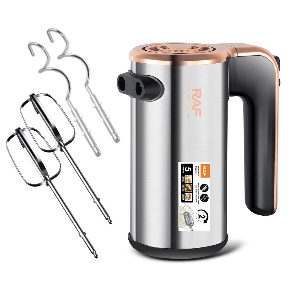 Electric Hand Mixer Kitchen Handheld Mixer Stainless Steel Dough Hooks Baking Cake Egg Beater