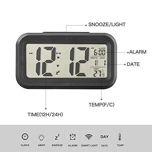 Factory Direct Sale Desk Clock Square Digital Led Clock Calendars Electric Day Light Smart Alarm Clock