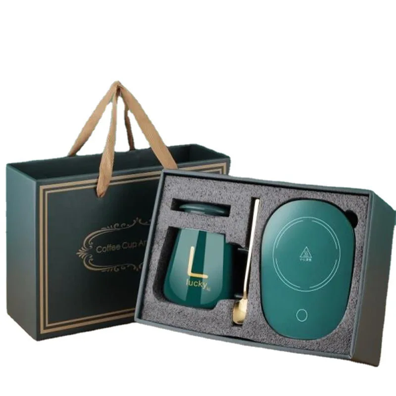 Современная роскошная горячая Распродажа подарочный набор чашка с подогревом 55 градусов керамическая кружка для кофе и молока