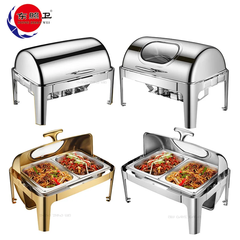 9l Buffet Food Display Stand Chafing Dish Hotel Gold Rectangular Food