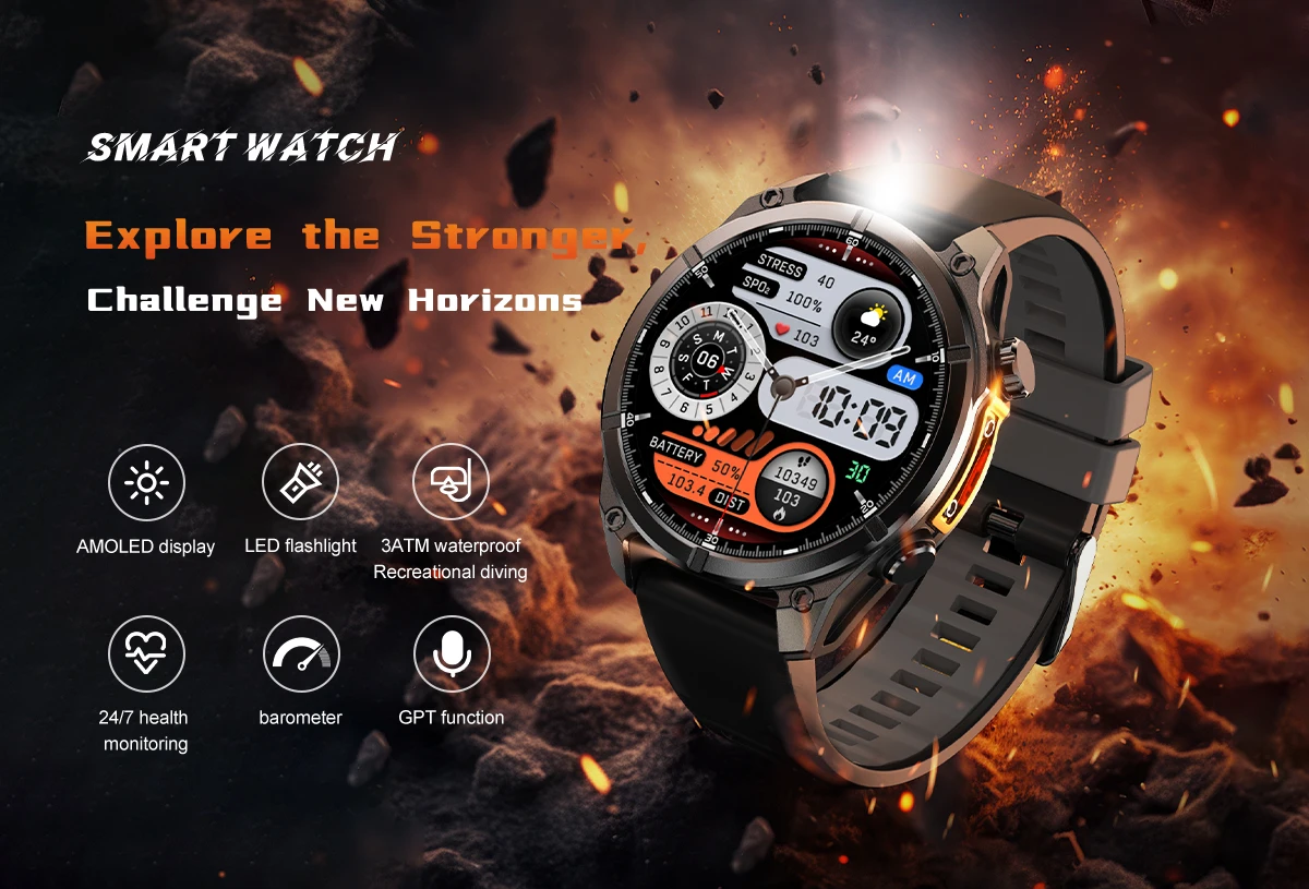 Welcome OEM Order, Factory Whole Selling 2025 Hd300 3tam Waterproof Smartwatch With Flashlight 1.43inch Amoled Screen 400mah Bt Call Sport Relojes Smart Watch For Men - Buy Smartwatch With Flashlight Reloj Smart Watch smart Watch For Men