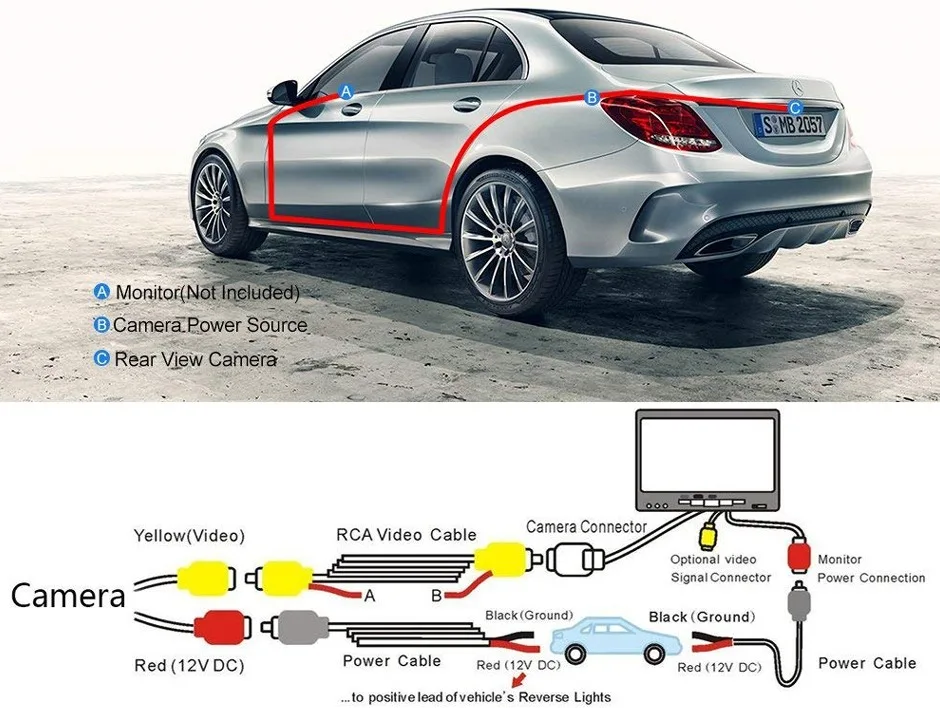 1920x1080p 170 Degree Vehicle Rear View Camera Upside Down Install