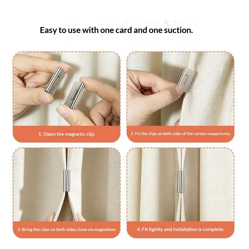 Magnetic Blackout Curtain Clips - No-nail, No-sew, $200