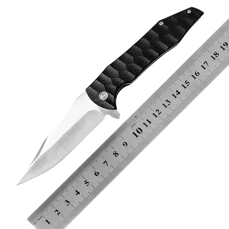 Outdoor Tactical Camping Hunting Bushcraft EDC Folding Pocket Knife G10 Push Button Combat Knife Durable Nylon OEM Customizable