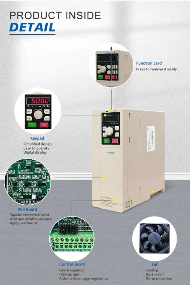 universal speed control drive control board 5-wire inverter fan motor single phase to three phase 5.5kw 7.5 kw Vfd factory