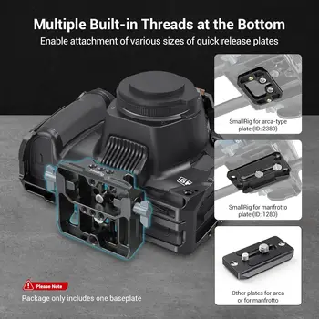 SMALLRIG Universal LWS Baseplate Compatible with DSLR and Mirrorless Camera Cages, Comes with Dual 15mm Rod Clamp detail image
