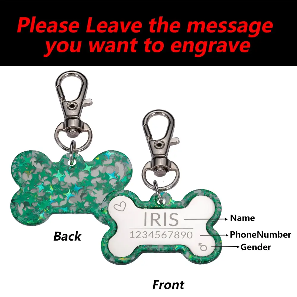 Акриловая идентификационная бирка для домашних животных, персонализированный яркий ошейник для собак и кошек, аксессуары для домашних животных, бирка с именем бесплатно, индивидуальные идентификационные бирки для домашних животных