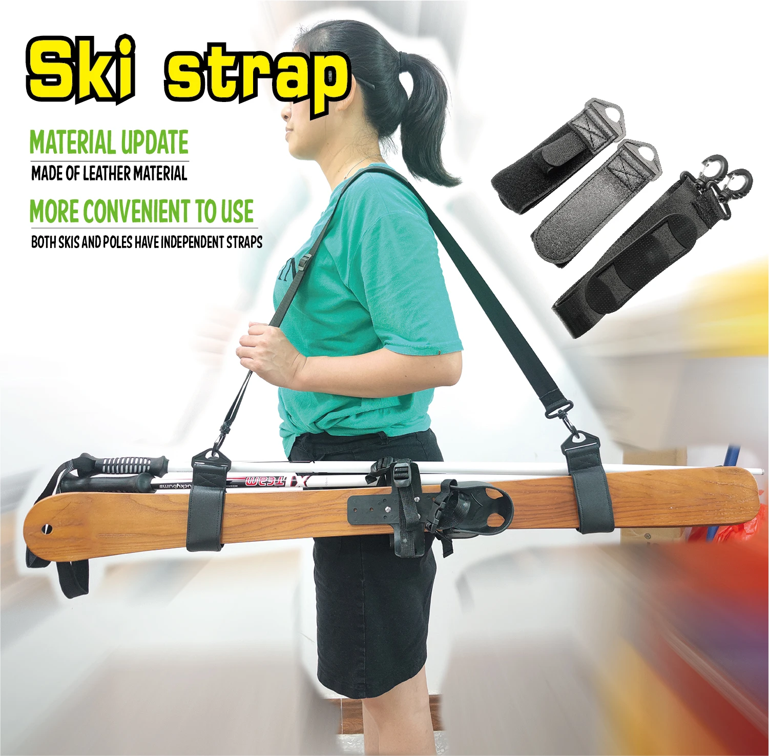 Custom Logo Printed Hook And Loop Nordic Alpine Ski Straps/alpine Ski Bindings/ski Snowboard