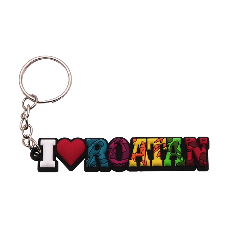 Wholesaler Design Metal Keychain Custom Logo 2D Rubber Cartoon Traveler Souvenir PVC Key Chain Holder