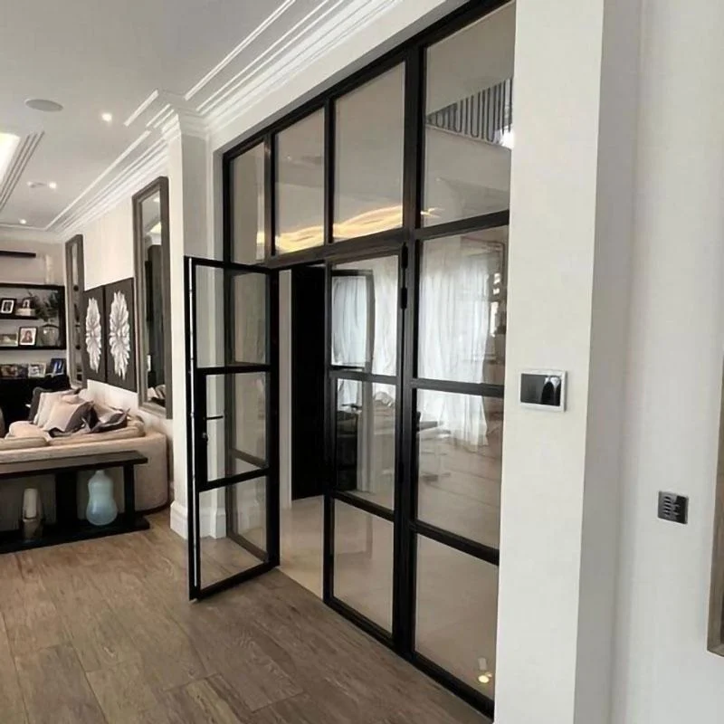 Customized Soundproof Sliding and Swing Crittall Style Interior Glass French Door
