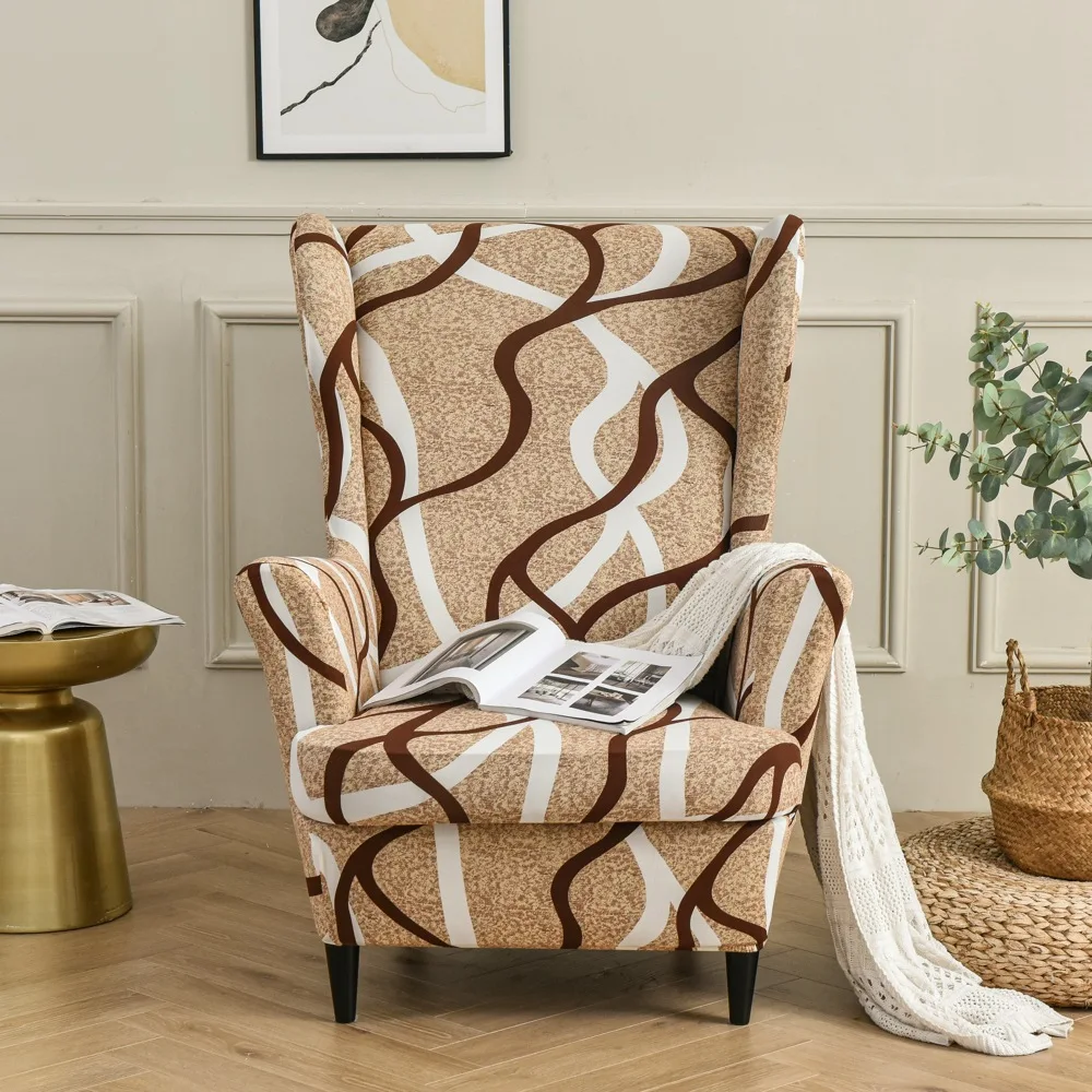 Wing Chair Slipcovers Elastic Large Back King Cover Sofa Tiger Stool Cover Wingback Armchair Slipcovers for Wingback Chairs