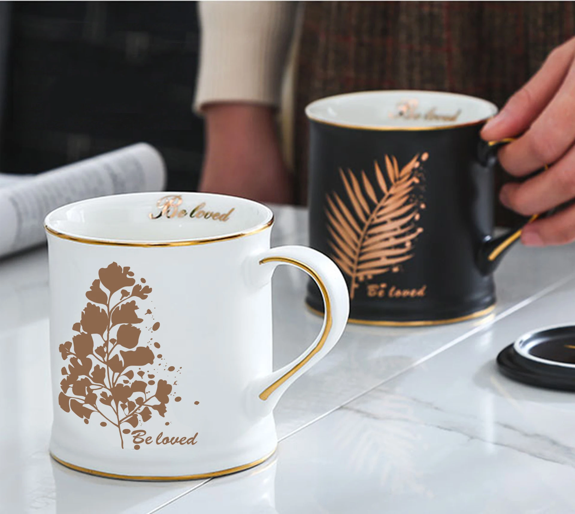 Custom Gold Rim Coffee Mug Nordic Ceramic Cafe Mug With Gift Box Buy Ceramic Cafe Mug,Nordic