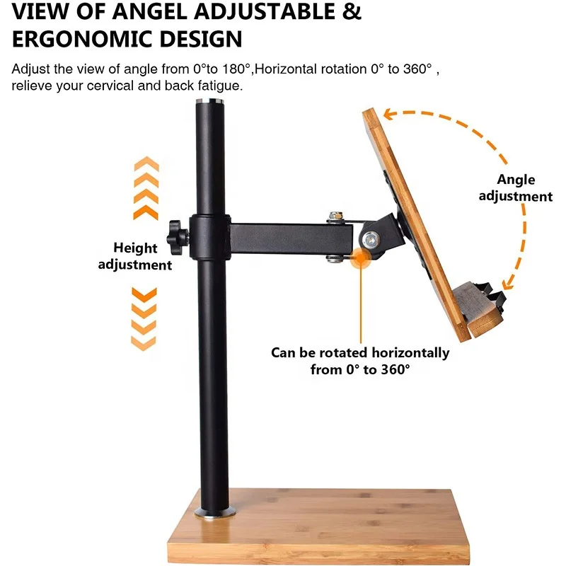 Подставка для книг Экстра большого размера с регулируемой высотой, вертикальная деревянная подставка для книг из бамбука, держатель для книг для чтения без помощи рук