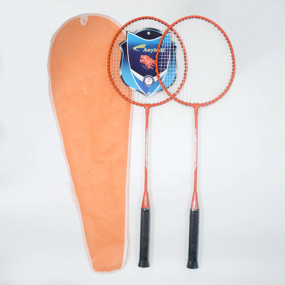 Factory Wholesale Steel Alloy Badminton Racket Full Cover Bag Pack Iron Badminton Racquets 1 Pair in 1 Bag