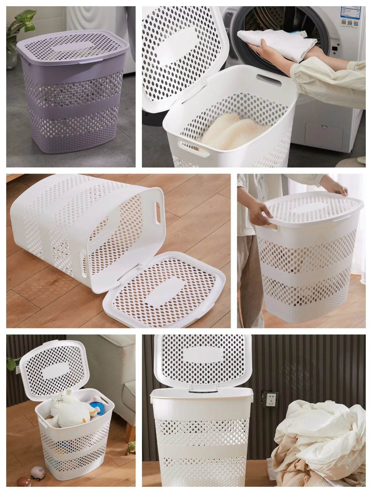 Woka Laundry Basket With Lid And Carry Handles,Lots Of Storage Space