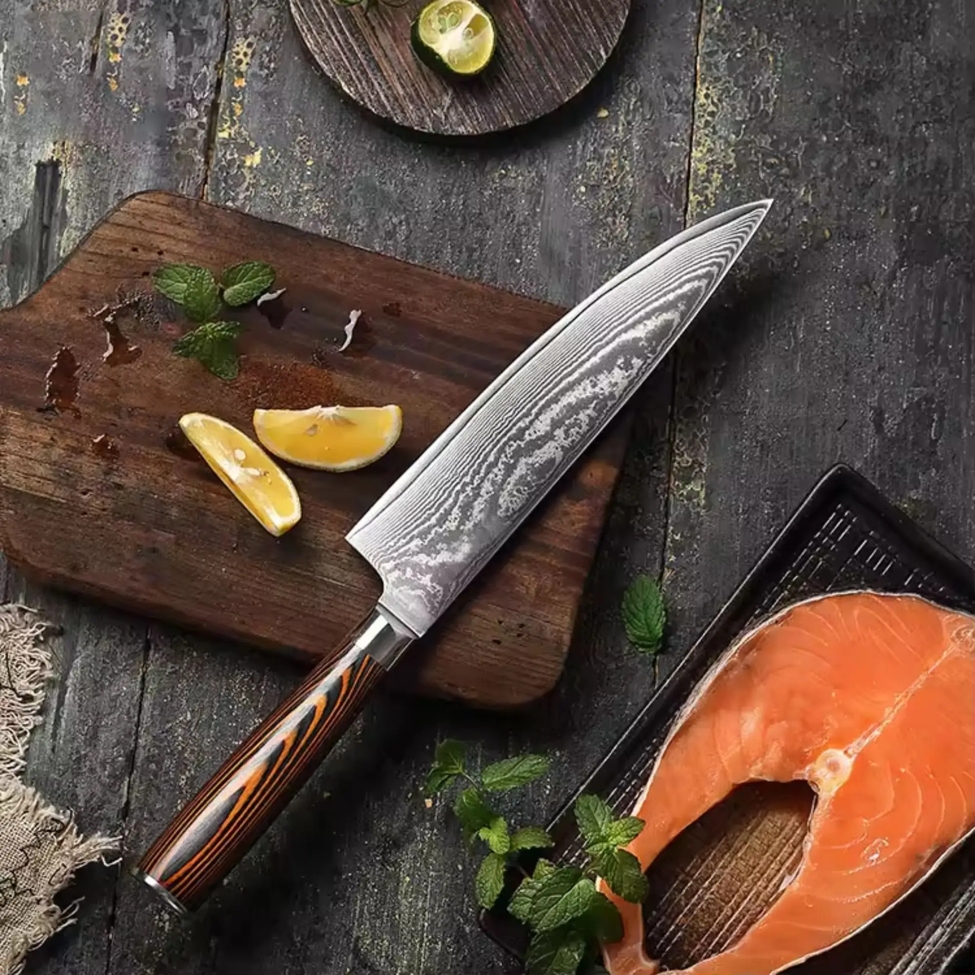 JJ Japanese Kitchen Knives Set - Multifunctional Damascus Steel